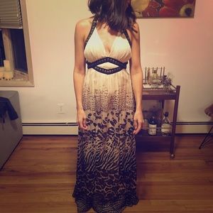 Bebe halter dress printed